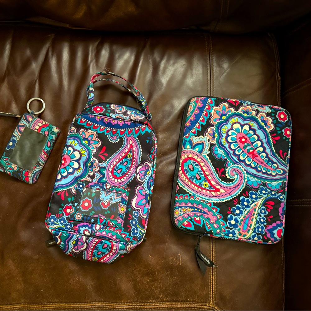 Vera Bradley Paisley set of 3 lunch box, tablet case, and ID holder